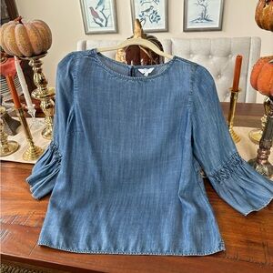Chambray/denim blouse-perfect transitional top!